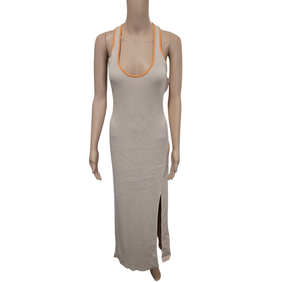Petal & Pup Dresses & Skirts - Petal & pup women's large tan and orange tank top dress long slit